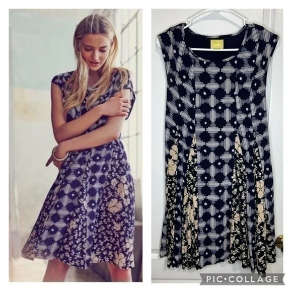 Maeve Anthropologie Indiga Swing Dress Blue Floral Tassel Sundress size XS - Picture 1 of 15